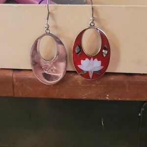 Red epoxy w/ abalone & mother of pearl earrings